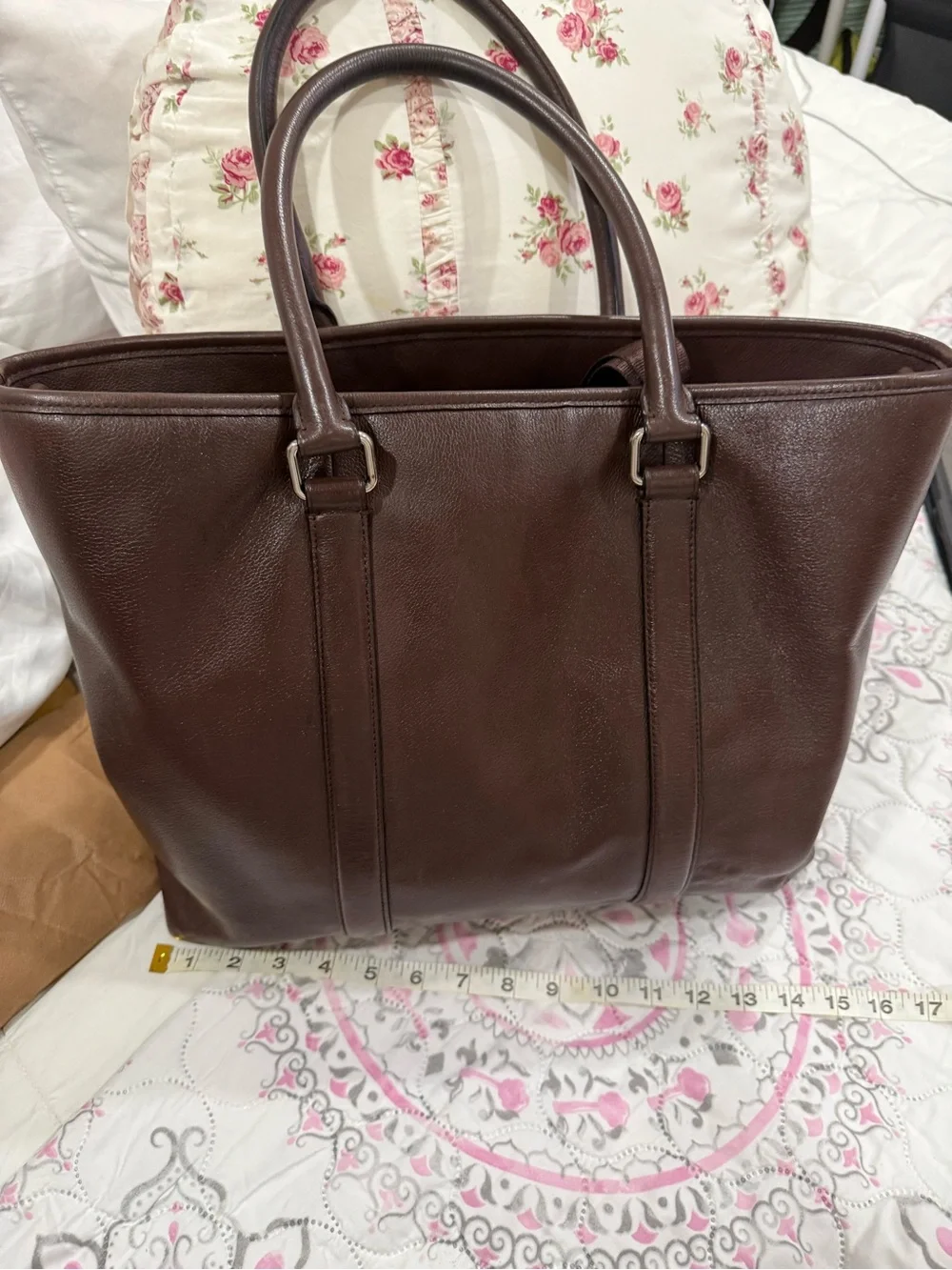 Coach Brown Leather Laptop Tote with Shoulder Strap